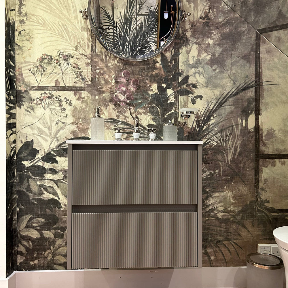 Scanalato Double Drawer Vanity Unit  With Beyondstone Basin - Soft Taupe 600mm