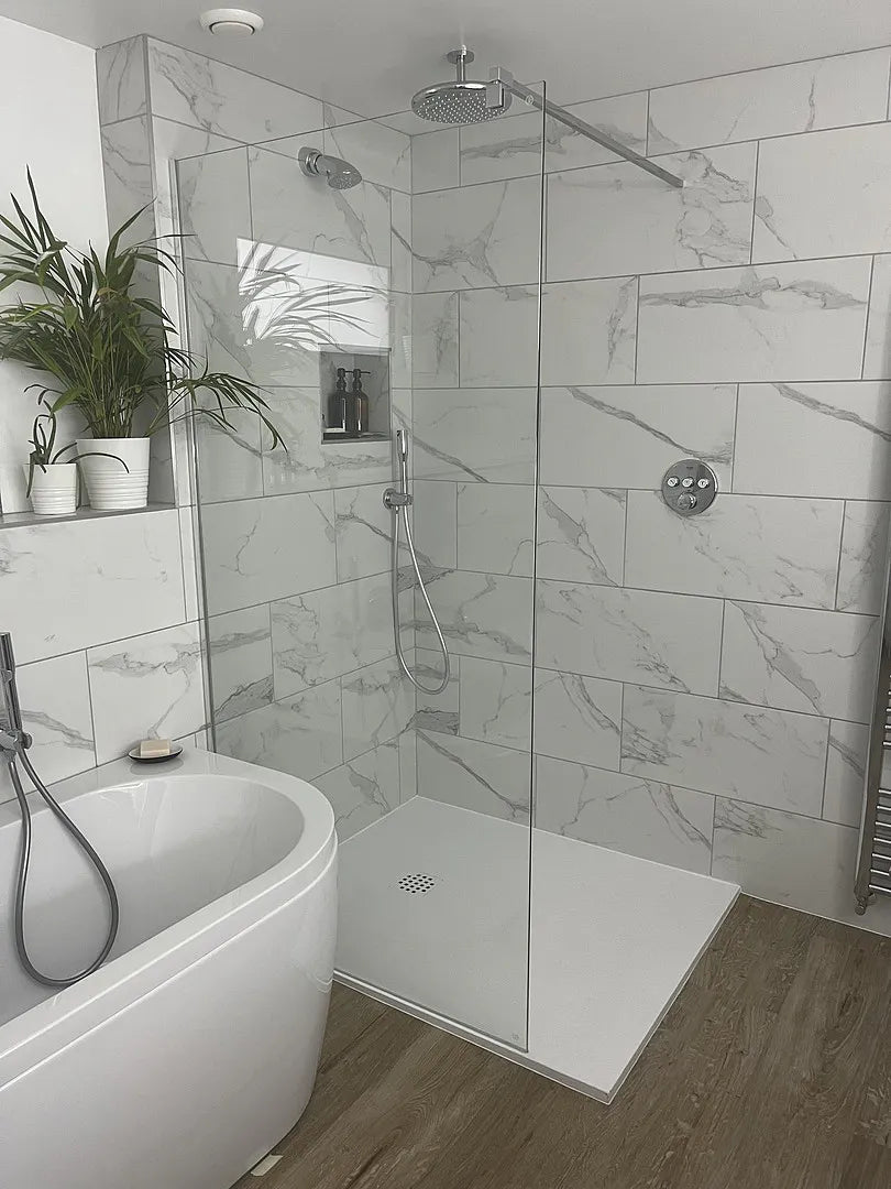 Wet Room Left Or Right Handed Glass Panel With 1.2m Stabilising Bar - Chrome 1000mm