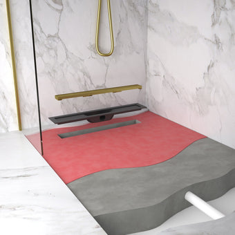 Complete Screed Floor Wet Room Solution with 60cm Linear Drain - Brushed Brass