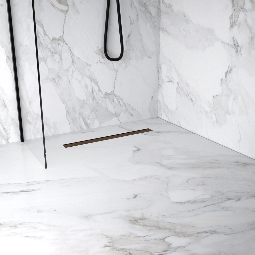 Complete Screed Floor Wet Room Solution with 60cm Linear Drain - Brushed Bronze