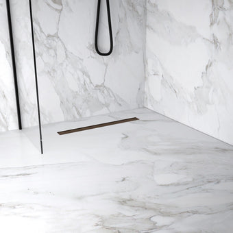 Small Wet Room In A Box For Timber Floors 120cm x 90cm with Drain - Brushed Bronze