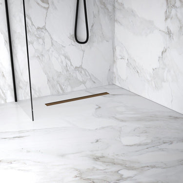Complete Screed Floor Wet Room Solution with 60cm Linear Drain - Brushed Copper