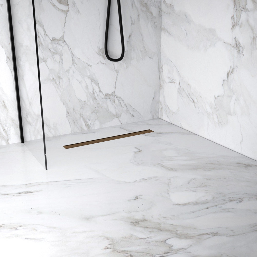 Small Wet Room In A Box For Timber Floors 120cm x 90cm with Drain - Brushed Copper