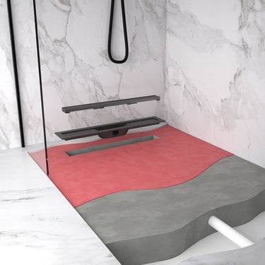 Complete Screed Floor Wet Room Solution with 60cm Linear Drain - Brushed Gunmetal