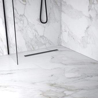 Small Wet Room In A Box For Timber Floors 120cm x 90cm with Drain - Brushed Gunmetal