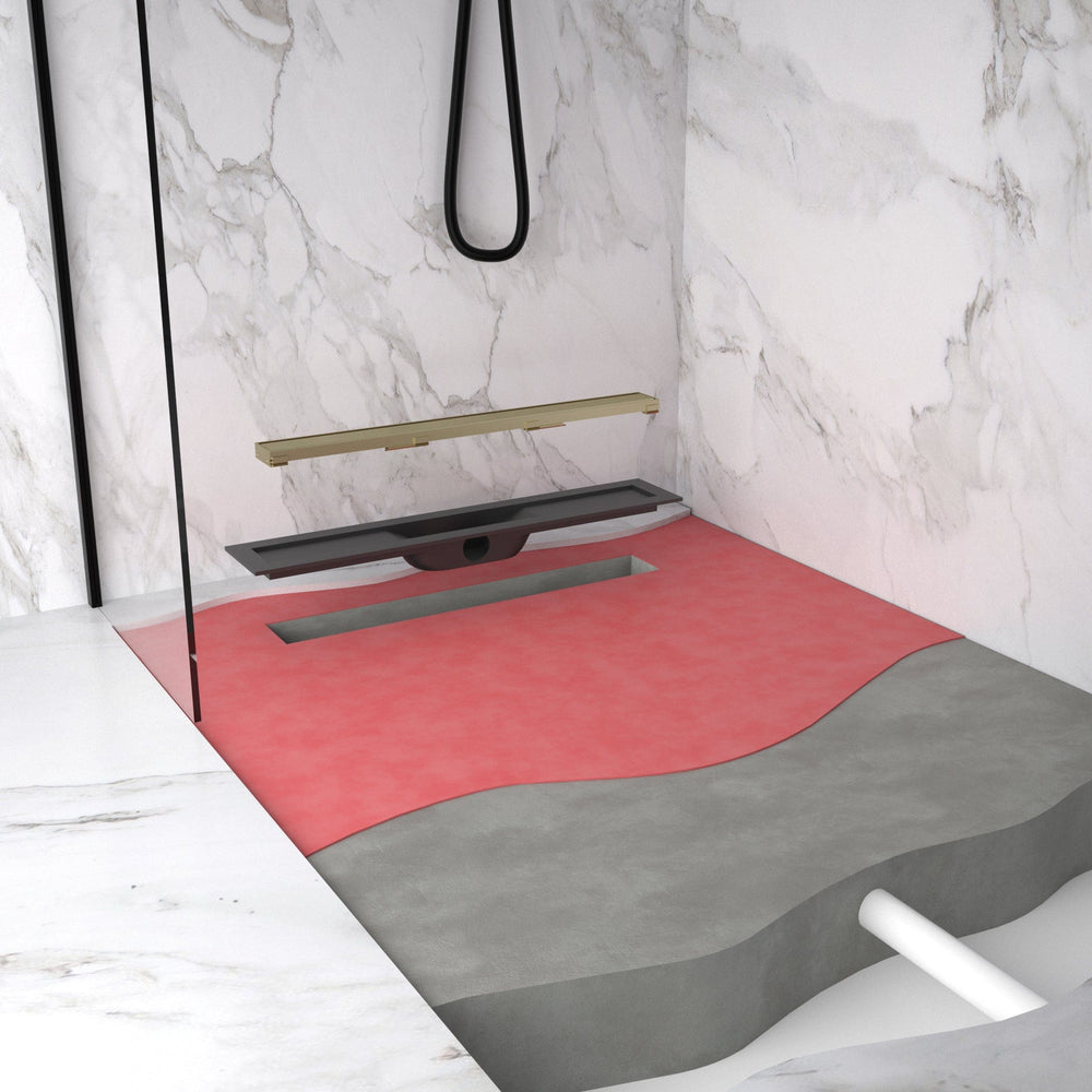 Complete Screed Floor Wet Room Solution with 60cm Linear Drain - Light Brushed Brass