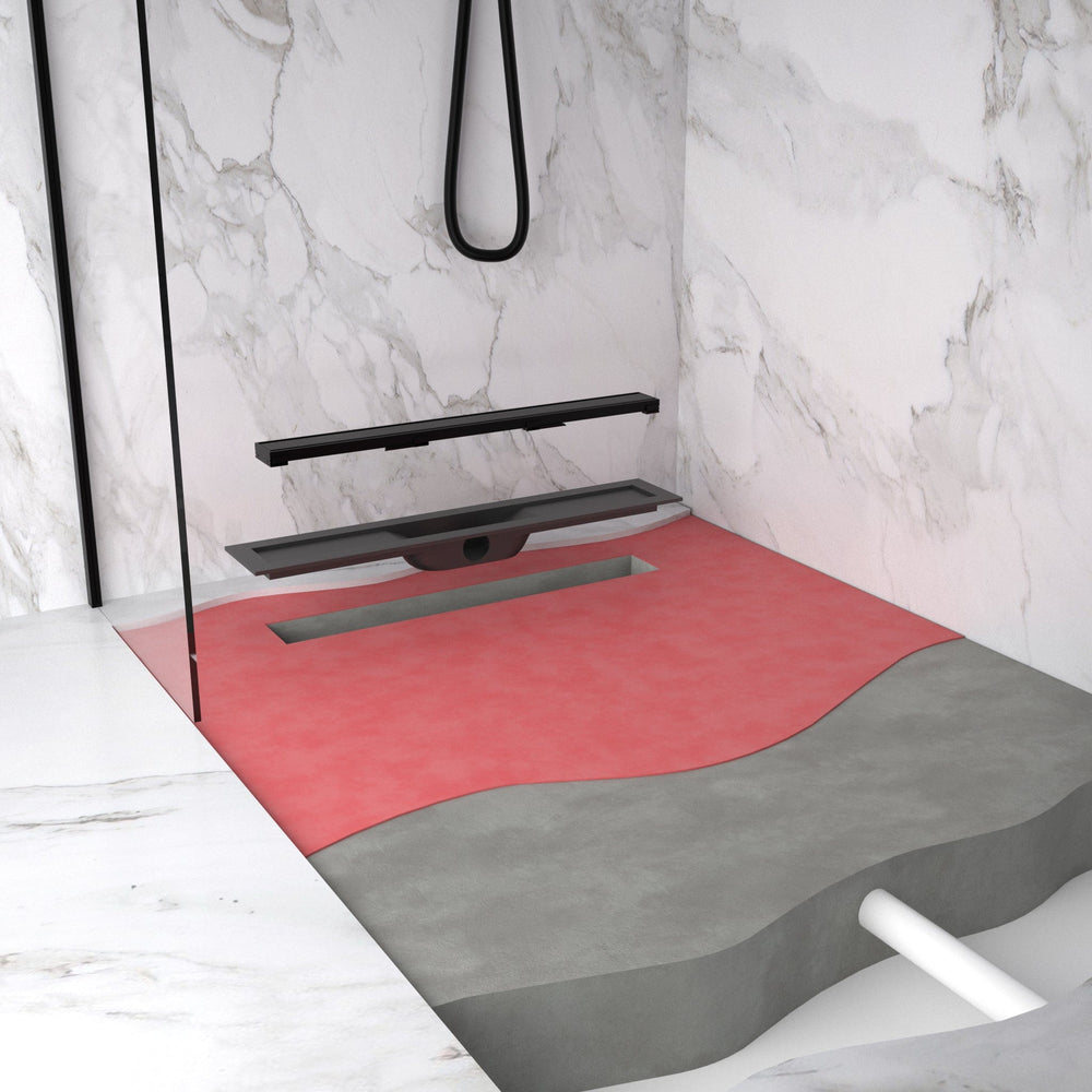 Complete Screed Floor Wet Room Solution with 60cm Linear Drain - Matt Black