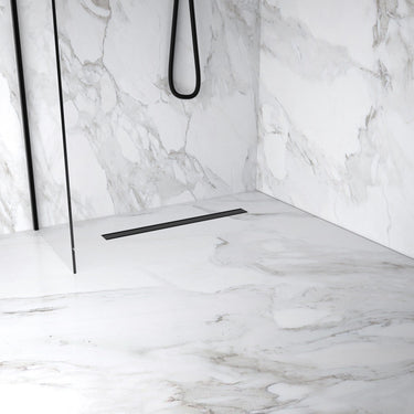 Complete Screed Floor Wet Room Solution with 60cm Linear Drain - Matt Black