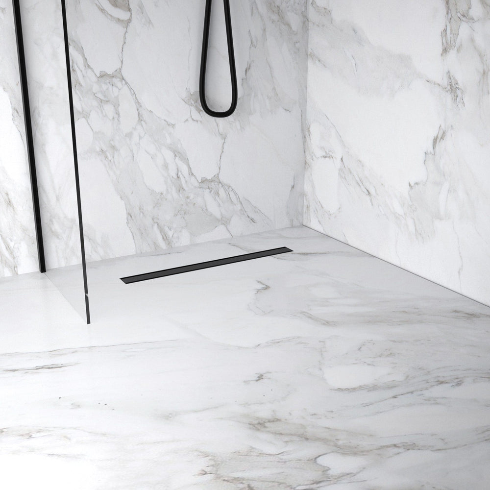 Small Wet Room In A Box For Timber Floors 120cm x 90cm with Drain - Matt Black