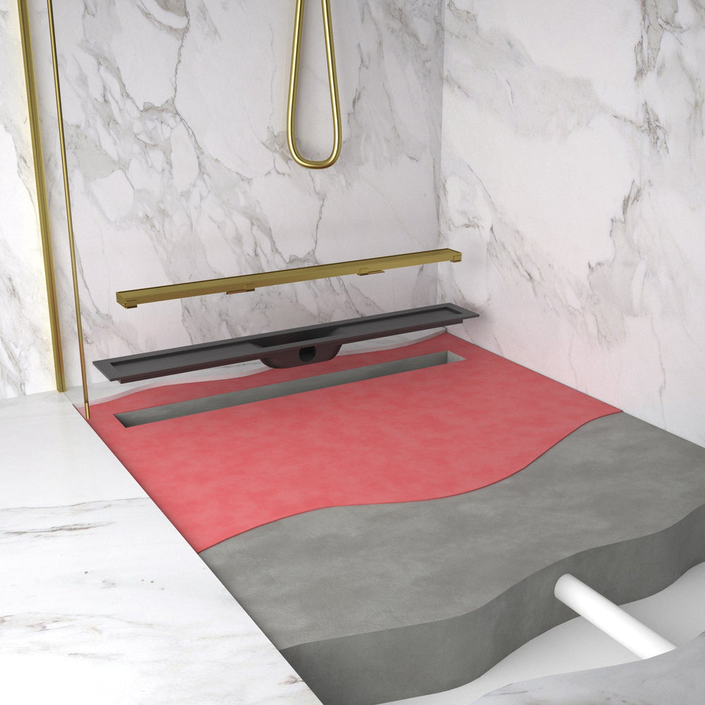 Complete Screed Floor Wet Room Solution with 80cm Linear Drain - Brushed Brass