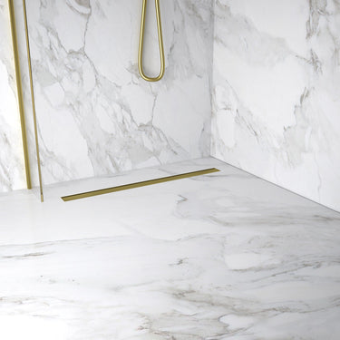 Complete Screed Floor Wet Room Solution with 80cm Linear Drain - Brushed Brass