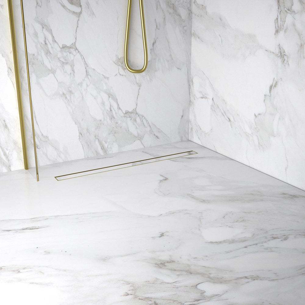 Complete Screed Floor Wet Room Solution with 80cm Linear Drain - Brushed Brass