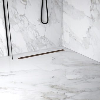 Complete Screed Floor Wet Room Solution with 80cm Linear Drain - Brushed Bronze