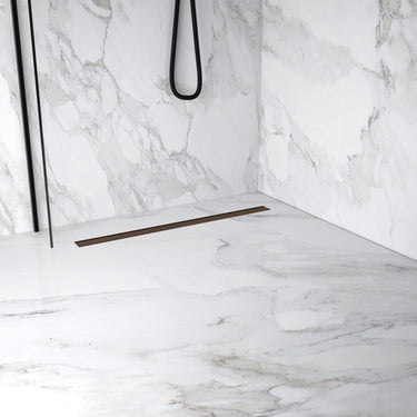 Complete Screed Floor Wet Room Solution with 80cm Linear Drain - Brushed Bronze