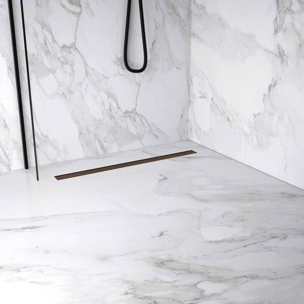 Complete Screed Floor Wet Room Solution with 80cm Linear Drain - Brushed Bronze