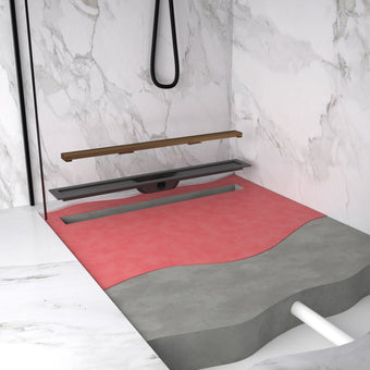 Complete Screed Floor Wet Room Solution with 80cm Linear Drain - Brushed Copper