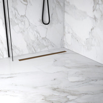 Complete Screed Floor Wet Room Solution with 80cm Linear Drain - Brushed Copper