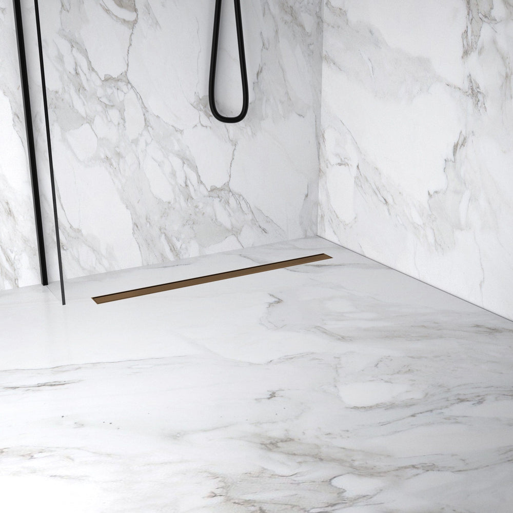 Complete Screed Floor Wet Room Solution with 80cm Linear Drain - Brushed Copper