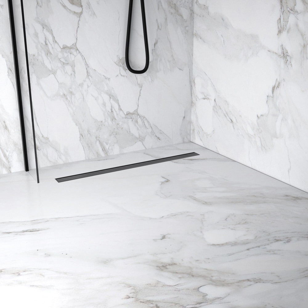 Complete Screed Floor Wet Room Solution with 80cm Linear Drain - Brushed Gunmetal