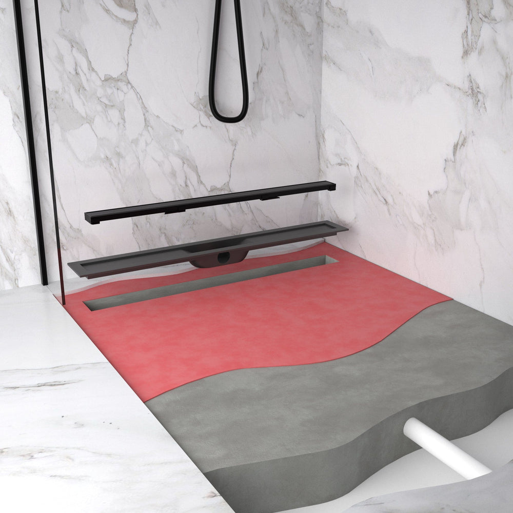 Complete Screed Floor Wet Room Solution with 80cm Linear Drain - Matt Black
