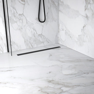 Complete Screed Floor Wet Room Solution with 80cm Linear Drain - Matt Black