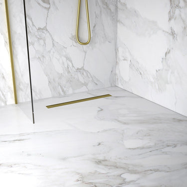 Large Wet room in a Box for Timber Floors 160cm x 90cm with Drain - Brushed Brass
