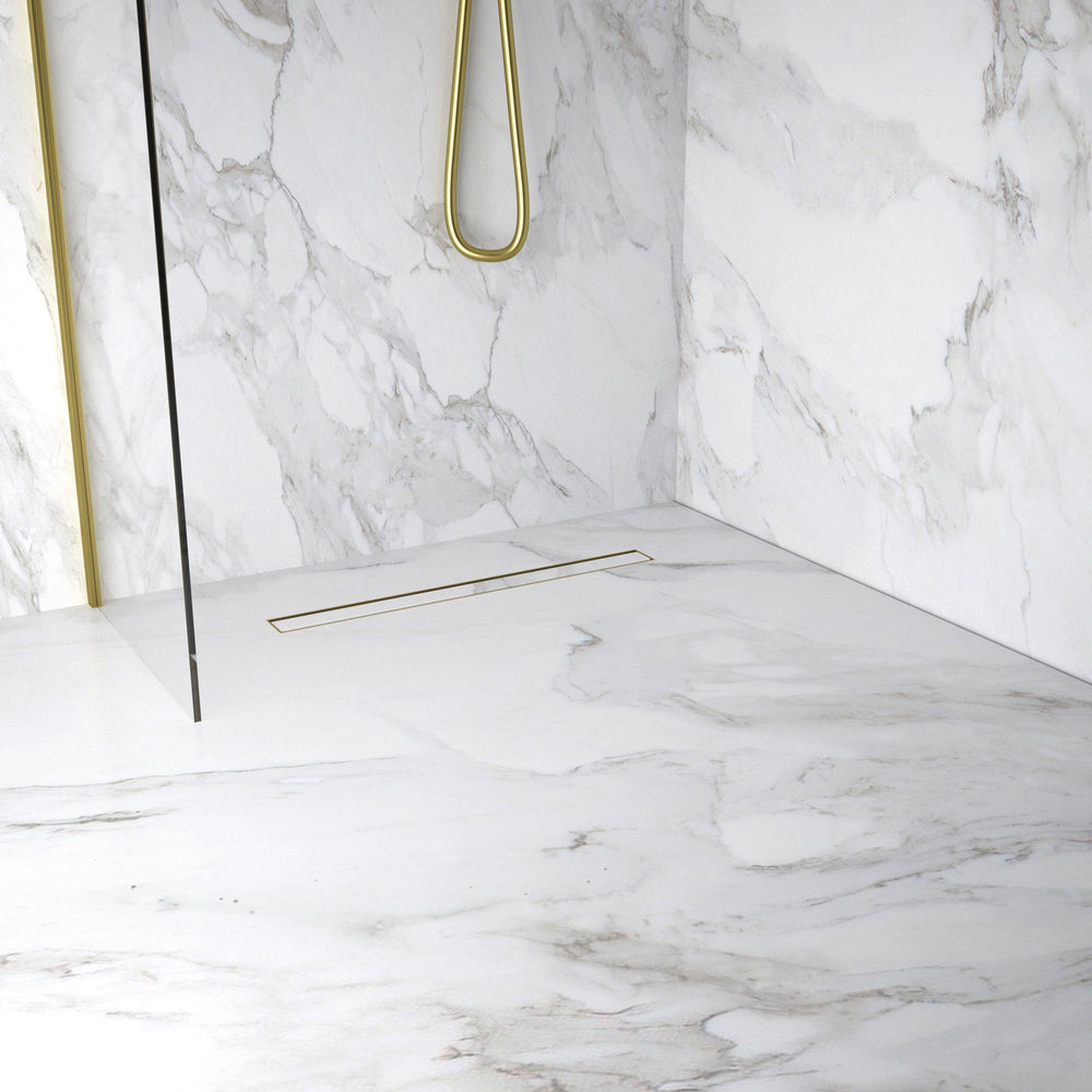 Large Wet room in a Box for Timber Floors 160cm x 90cm with Drain - Brushed Brass