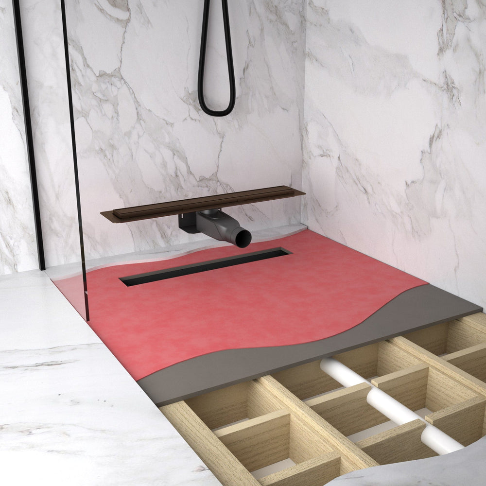 Small Wet Room In A Box For Timber Floors 120cm x 90cm with Drain - Brushed Bronze