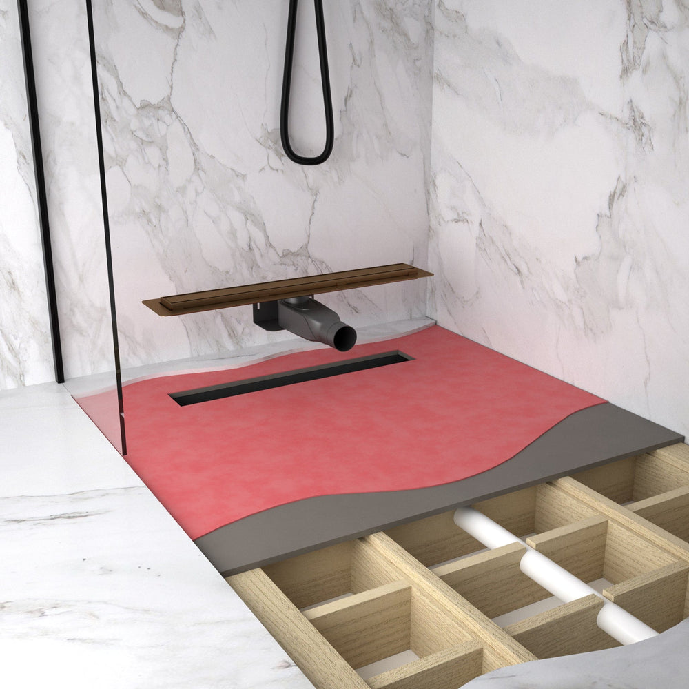Large Wet Room in a Box for Timber Floors 160cm x 90cm with Drain - Brushed Copper