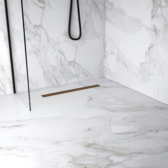 Large Wet Room in a Box for Timber Floors 160cm x 90cm with Drain - Brushed Copper