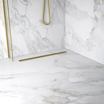 Extra Large Wet Room in a Box for Timber Floors 160cm x 100cm with Drain - Brushed Brass