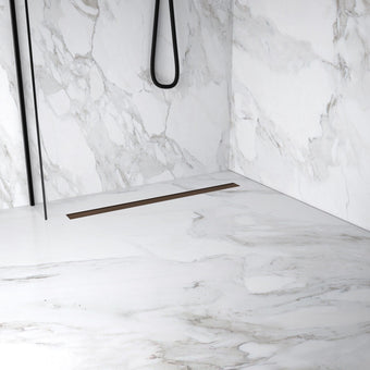 Extra Large Wet Room in a Box for Timber Floors 160cm x 100cm with Drain - Brushed Bronze