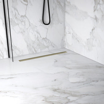 Extra Large Wet Room in a Box for Timber Floors 160cm x 100cm with Drain - Light Brushed Brass