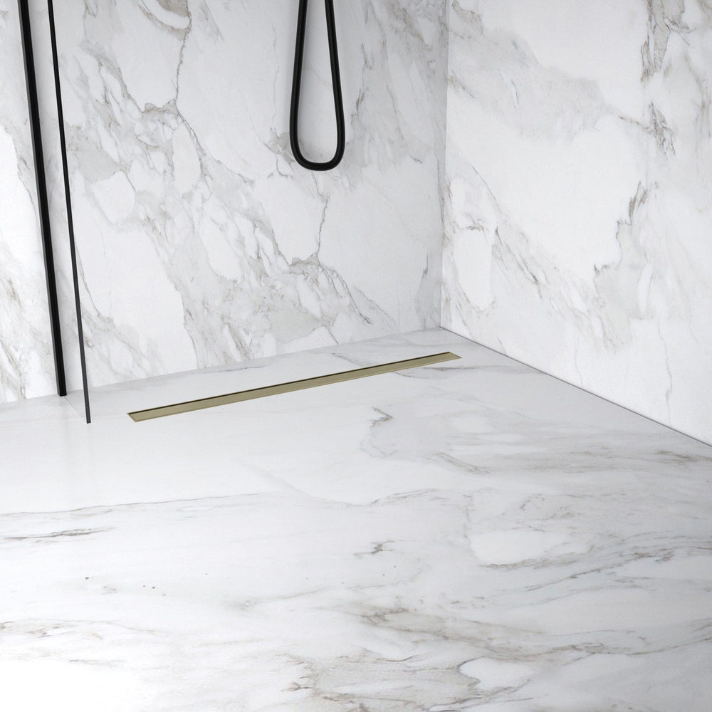 Extra Large Wet Room in a Box for Timber Floors 160cm x 100cm with Drain - Light Brushed Brass