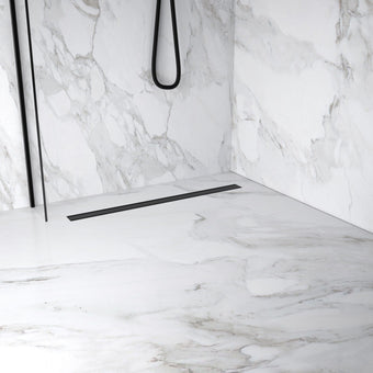 Extra Large Wet Room in a Box for Timber Floors 160cm x 100cm with Drain - Matt Black
