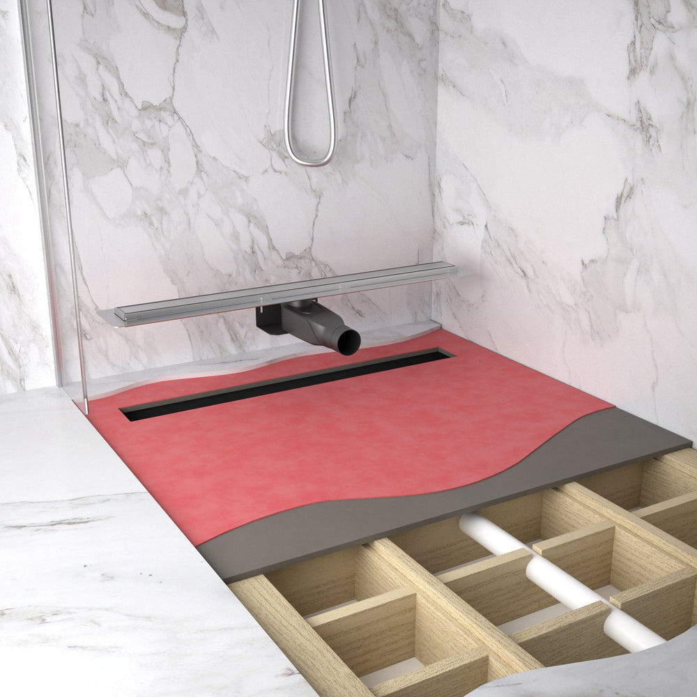 Extra Large Wet Room in a Box for Timber Floors 160cm x 100cm with Drain - Stainless Steel