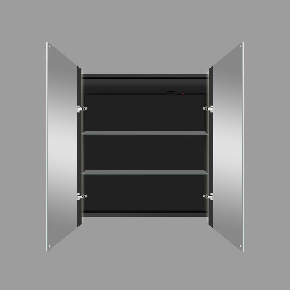 Corvina Modern Mirror Cabinet 700 x 700mm - Matt Black