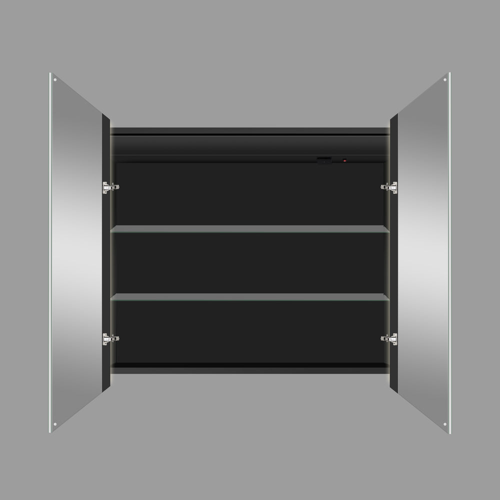 Corvina Modern Mirror Cabinet 900 x 700mm - Matt Black