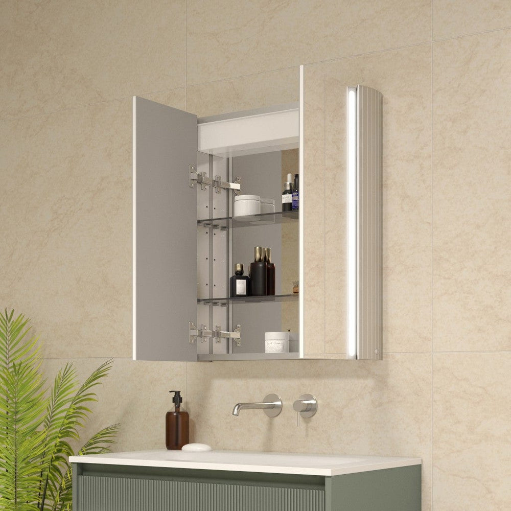 Corvina Modern Mirror Cabinet 600 x 700mm - Aluminium