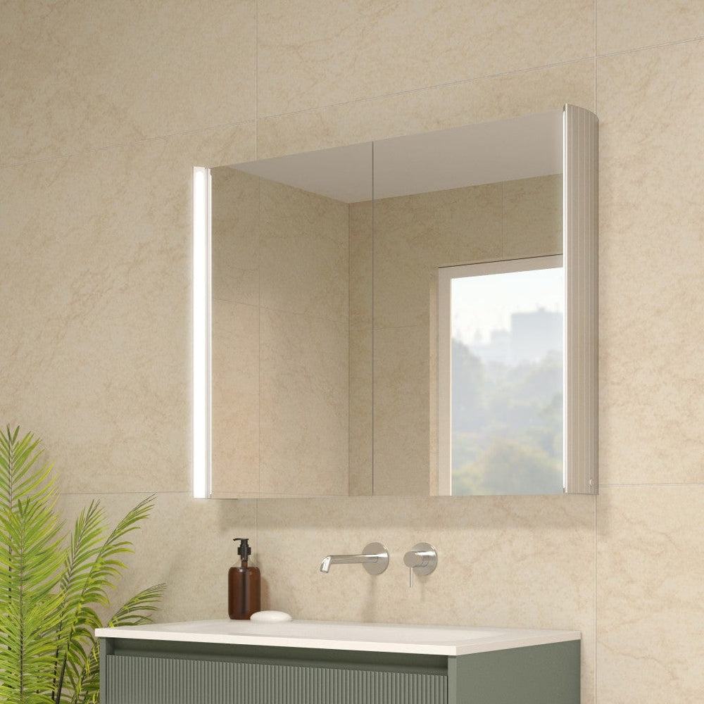 Corvina Modern Mirror Cabinet 900 x 700mm - Aluminium