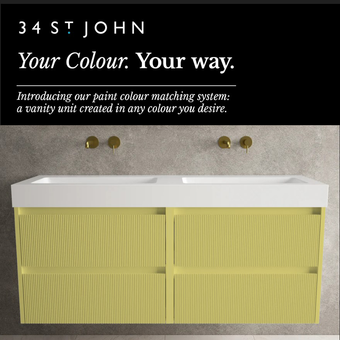 Scanalato Four Drawer Vanity Unit With Beyondstone BLOC Double Basin - Choose Your Own Colour 1200mm
