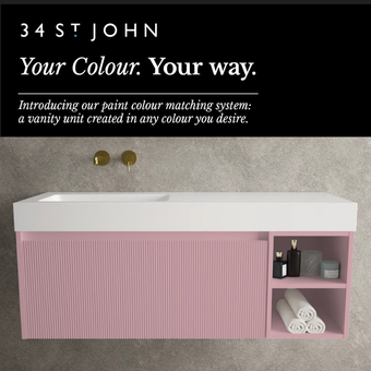 Scanalato Single Drawer Vanity Unit With Open Storage Space And Beyondstone BLOC Basin - Choose Your Own Colour 1200mm