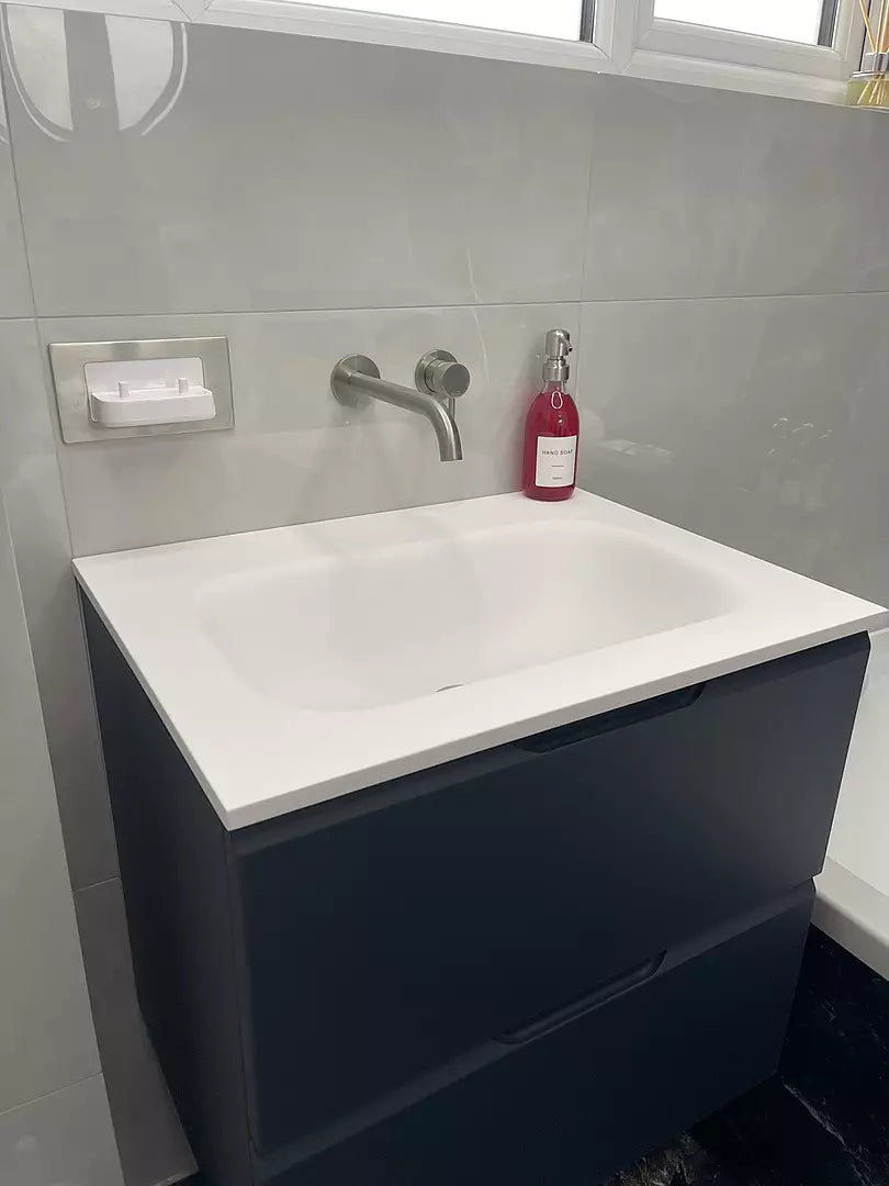 Tasca Two Drawer Vanity Unit With Beyondstone Basin - Matt Indigo 600mm