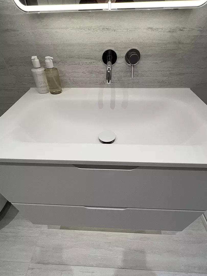 Tasca Two Drawer Vanity Unit With Beyondstone Basin - Matt White 800mm