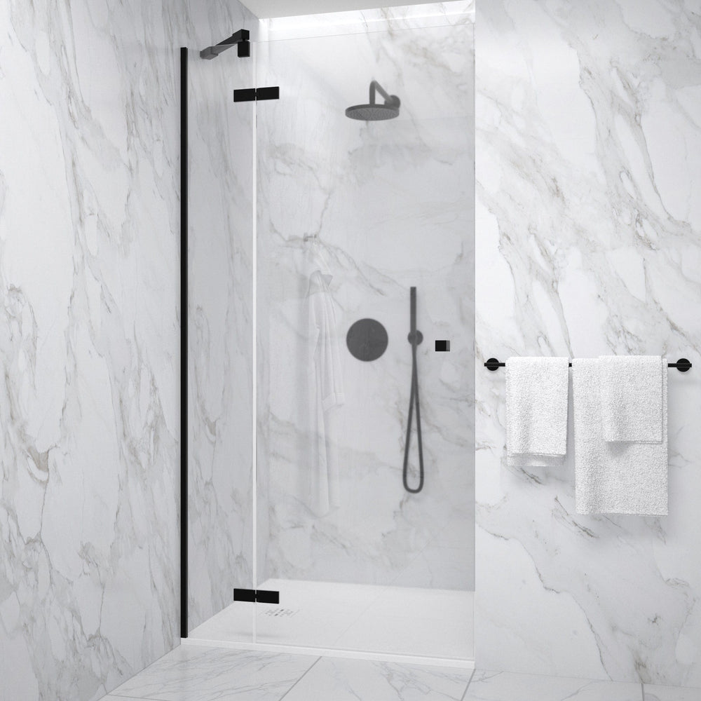 Hinged Shower Door - Matt Black 1000mm