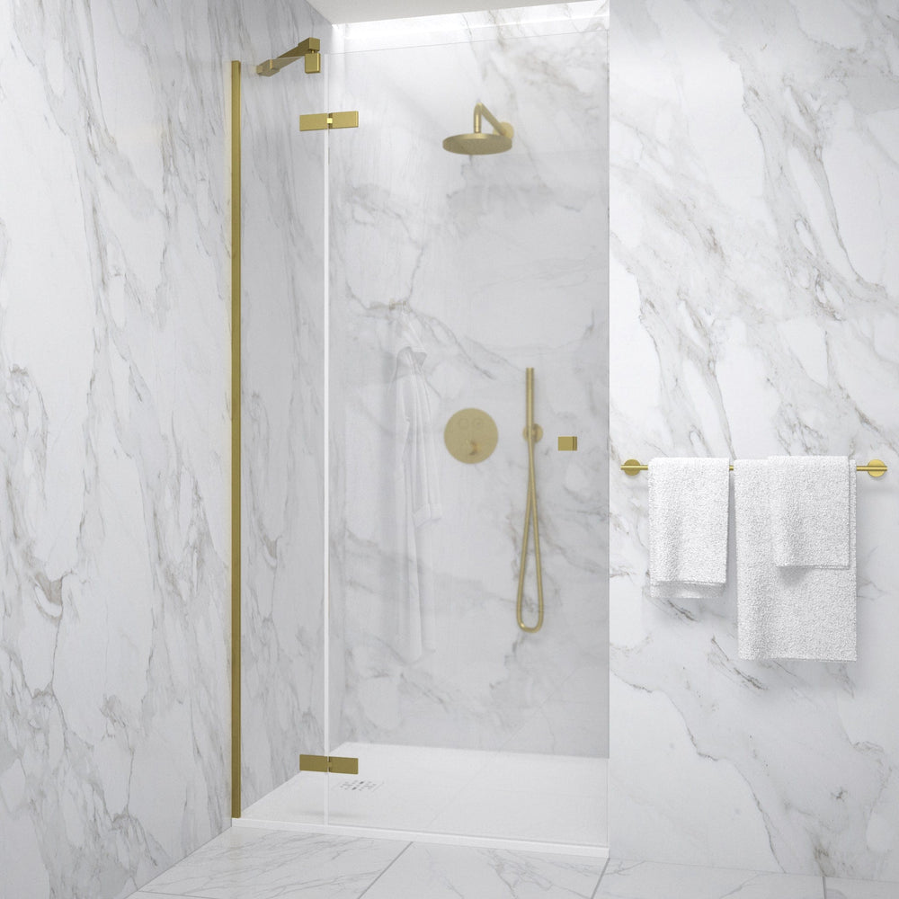 Hinged Shower Door - Brushed Brass 1000mm