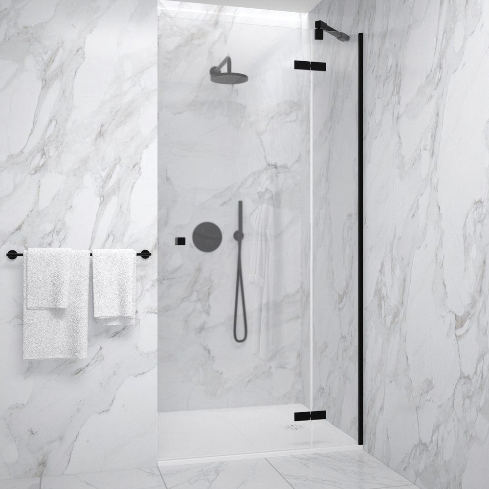 Hinged Shower Door - Matt Black 1000mm