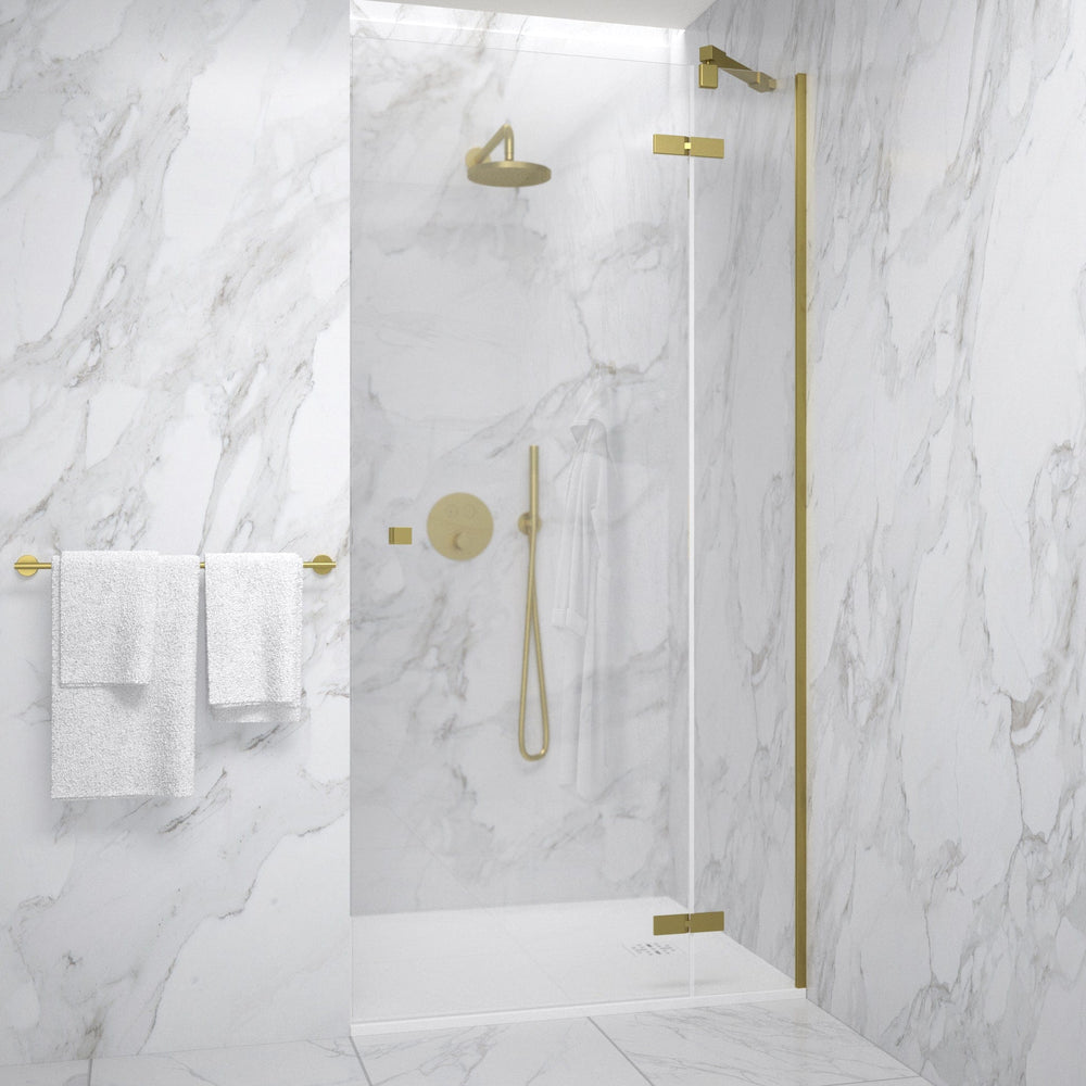 Hinged Shower Door - Brushed Brass 1000mm