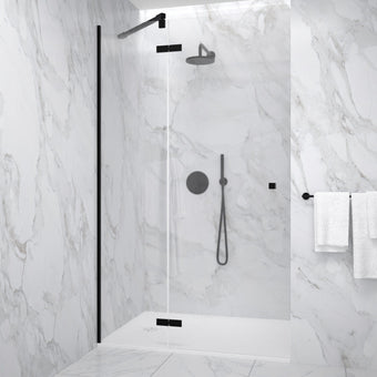 Hinged Shower Door - Matt Black 1200mm