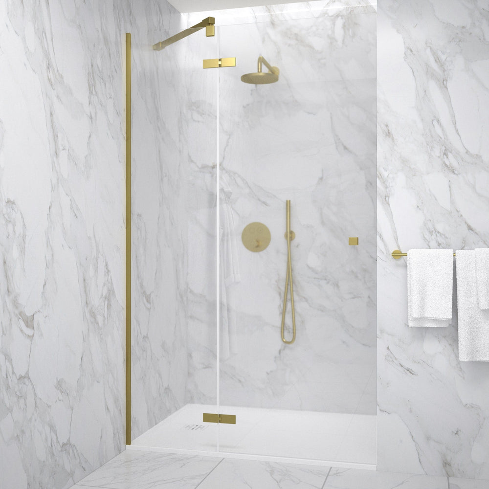 Hinged Shower Door - Brushed Brass 1200mm